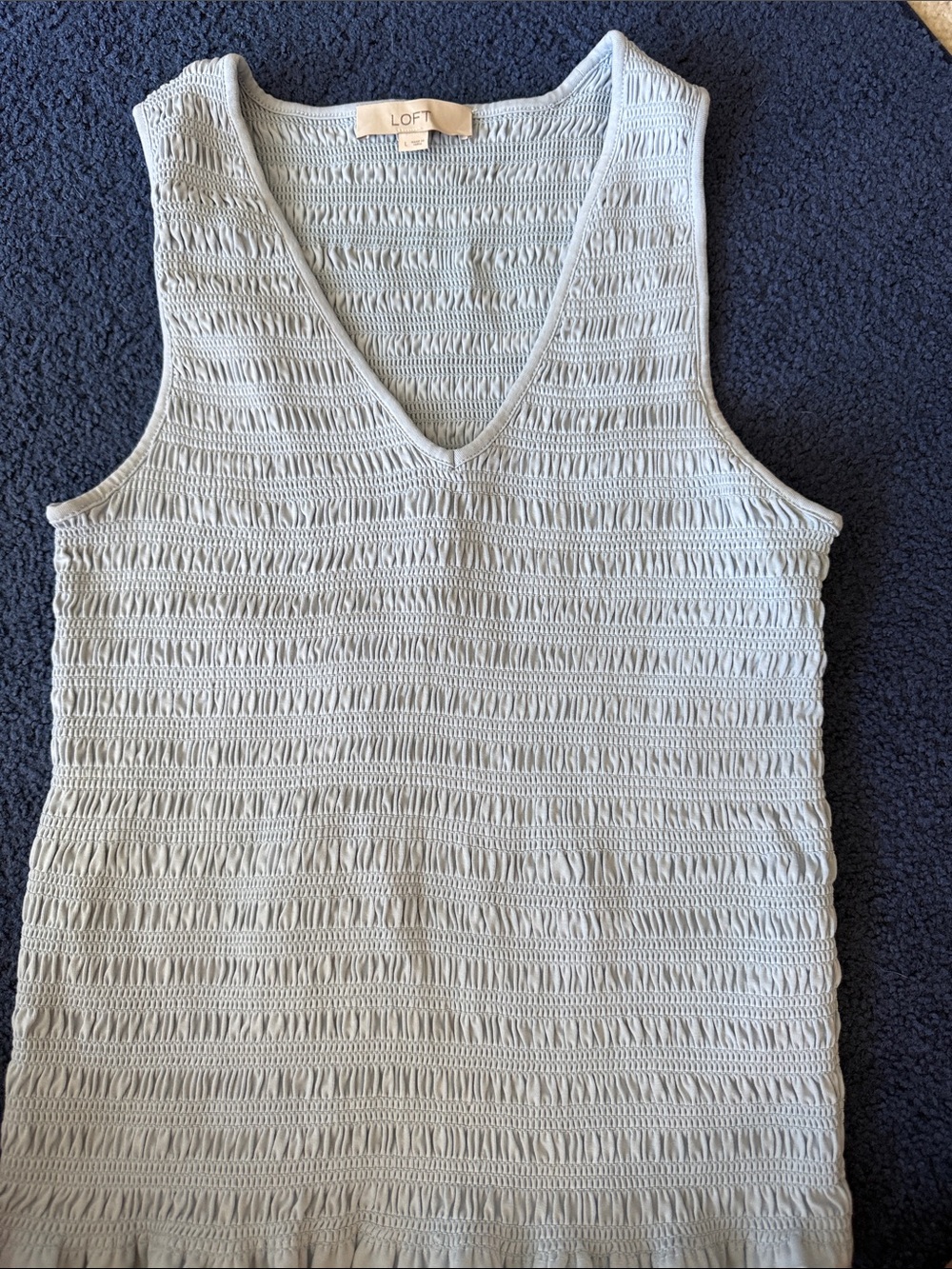 LOFT Light Blue Open-Knit V-Neck full stretch / Very flattering  Tank